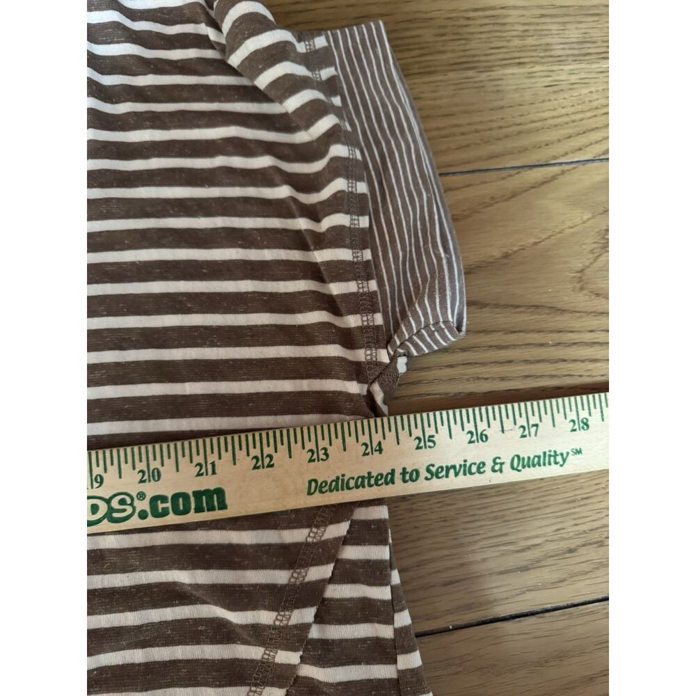 Umgee USA Women Size 1XL Brown White Striped Short Sleeve Linen Blend Bohemian - Picture 5 of 8
